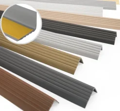 Treppenkantenprofil Selbstklebend 40x25 mm, Treppenprofil PVC für Treppenstufen, Treppenkantenschutz mit Rillen, Antirutsch - 110 cm, Ziegelfarbe