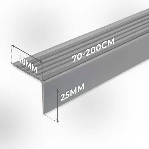 Treppenkantenprofil Selbstklebend 40x25 mm, Treppenprofil PVC für Treppenstufen, Treppenkantenschutz mit Rillen, Antirutsch - 110 cm, Ziegelfarbe