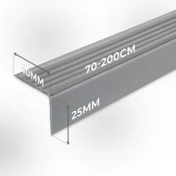 Treppenkantenprofil Selbstklebend 40x25 mm, Treppenprofil PVC für Treppenstufen, Treppenkantenschutz mit Rillen, Antirutsch - 110 cm, Grau