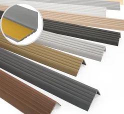 Treppenkantenprofil Selbstklebend 40x25 mm, Treppenprofil PVC für Treppenstufen, Treppenkantenschutz mit Rillen, Antirutsch - 110 cm, Grau