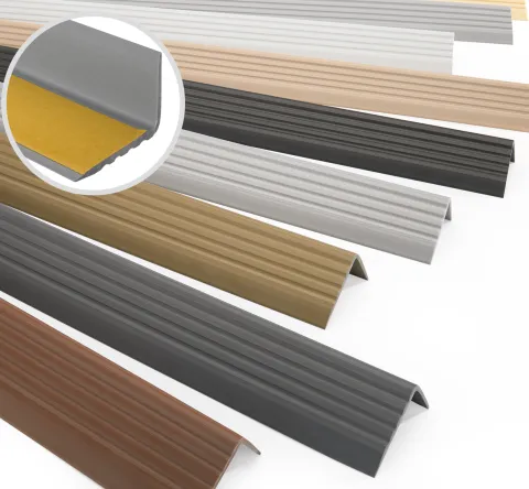 Treppenkantenprofil Selbstklebend 40x25 mm, Treppenprofil PVC für Treppenstufen, Treppenkantenschutz mit Rillen, Antirutsch - 110 cm, Grau