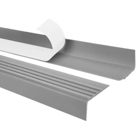 Treppenkantenprofil Selbstklebend 30x27 mm - Treppenprofil PVC für Treppenstufen, Treppenkantenschutz mit Rillen - 70 cm, Grau