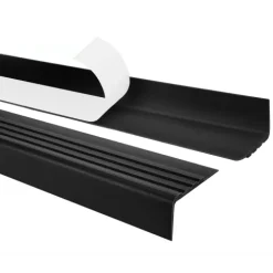 Treppenkantenprofil Selbstklebend 30x27 mm - Treppenprofil PVC für Treppenstufen, Treppenkantenschutz mit Rillen - 70 cm, Schwarz