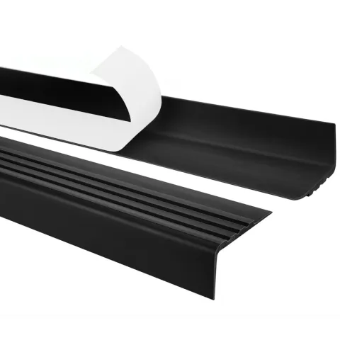 Treppenkantenprofil Selbstklebend 30x27 mm - Treppenprofil PVC für Treppenstufen, Treppenkantenschutz mit Rillen - 70 cm, Schwarz