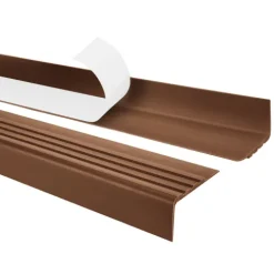 Treppenkantenprofil Selbstklebend 30x27 mm - Treppenprofil PVC für Treppenstufen, Treppenkantenschutz mit Rillen - 70 cm, Braun