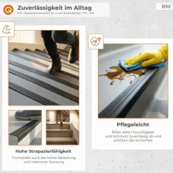 Treppenkantenprofil Selbstklebend 30x27 mm - Treppenprofil PVC für Treppenstufen, Treppenkantenschutz mit Rillen - 70 cm, Braun