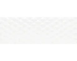 Wandfliese Optic Snow weiß 3D glänzend 30x90 cm rektifiziert