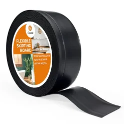 Weichsockelleiste, Breite Sockelleiste 70 x 20 mm, PVC Knickleiste für Wand, Boden, Flexibel, Schwarz, 1 Meter