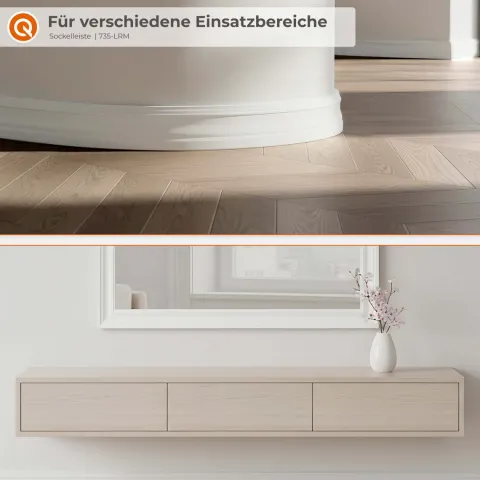 Weichsockelleiste, Sockelleiste Selbstklebend 32 mm, PVC, Retro Design, Flexibel - Weiß, 5 Meter