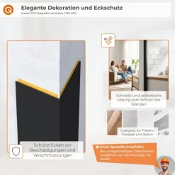 Winkelprofil Selbstklebend 20x20 mm, Hart/PVC Kantenschutzprofil, Winkelleiste für Kanten und Ecken - 100 cm, Beige