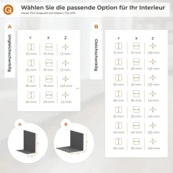 Winkelprofil Selbstklebend 20x20 mm, Hart/PVC Kantenschutzprofil, Winkelleiste für Kanten und Ecken - 100 cm, Schwarz-Silber