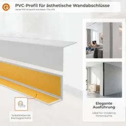 Winkelprofil Selbstklebend 20x20 mm, Hart/PVC Kantenschutzprofil, Winkelleiste für Kanten und Ecken - 100 cm, Hellgrün