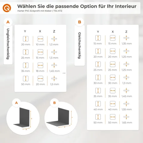 Winkelprofil Selbstklebend 40x40 mm, Hart-PVC Kantenschutzprofil, Winkelleiste für Innenecken - 100 cm, Braun