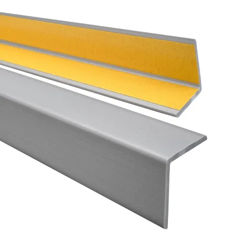 Winkelprofil Selbstklebend 27x27mm, PVC Kantenschutzprofil, Winkelleiste für Kanten und Ecken, Flexibel, L-Form - 165 cm, Silber