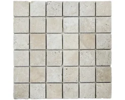 Wohnrausch Natursteinmosaik Travertin CREMA 4,8 x 4,8 cm, getrommelt, beige