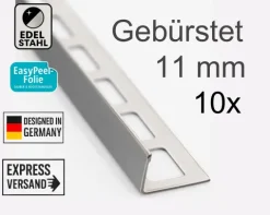 10x Edelstahl Fliesenschiene Winkelprofil L-Profil L250cm 11mm gebürstet